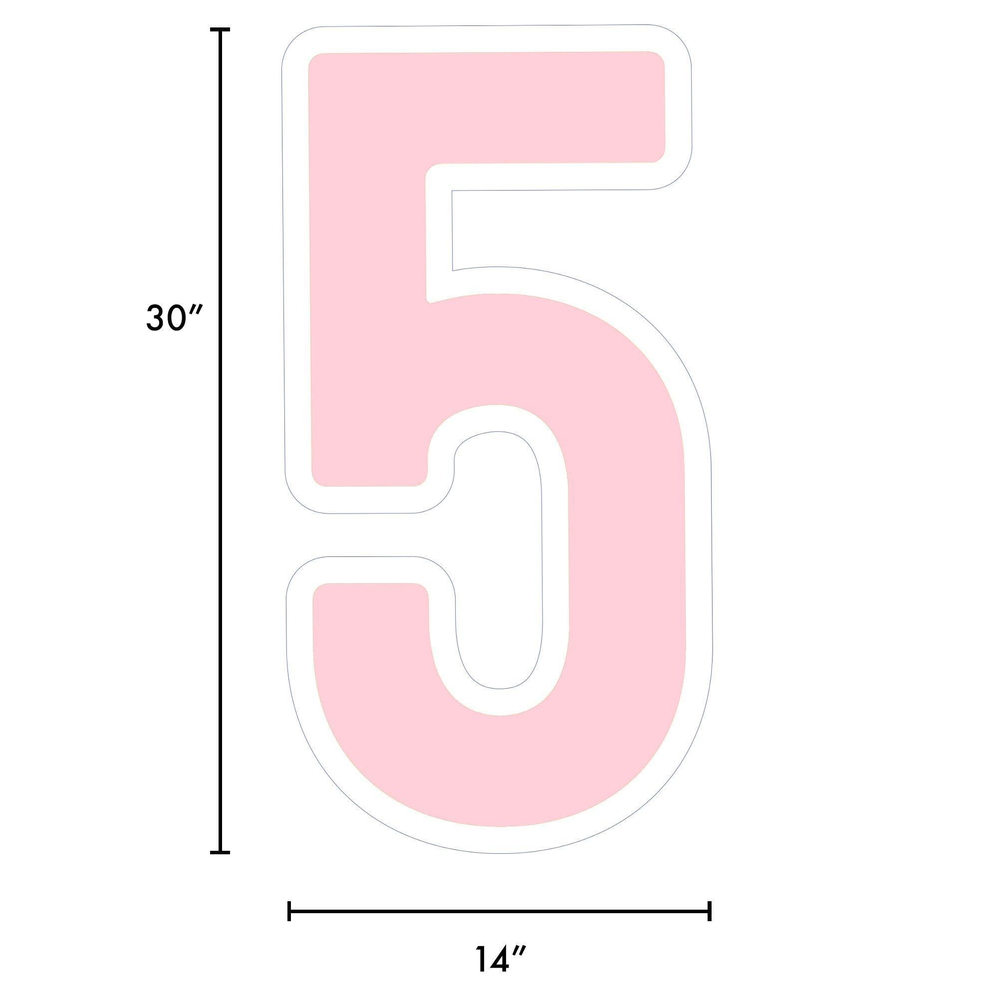 Blush Pink Number (5) Corrugated Plastic Yard Sign, 30in